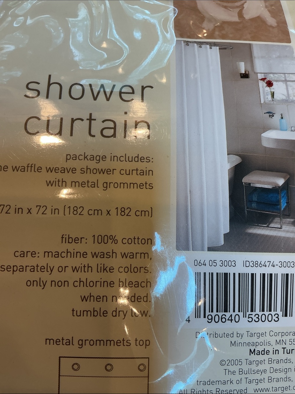 White Waffle Weave Shower Curtain with Metal Grommets - Picture 4 of 4